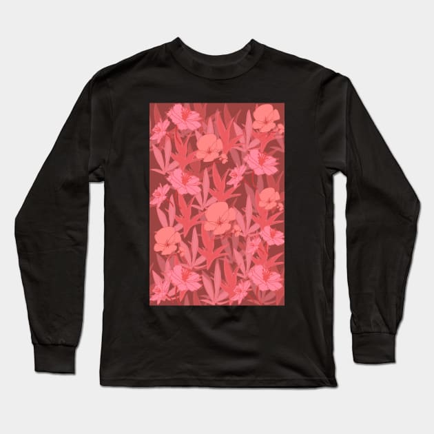 Pink flower pattern Long Sleeve T-Shirt by PedaDesign